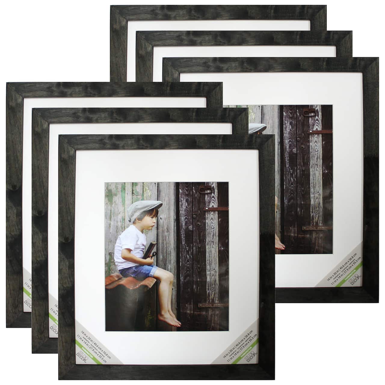 6 Pack: Black Wash 11" x 14" Frame with Mat, Home by Studio Décor®